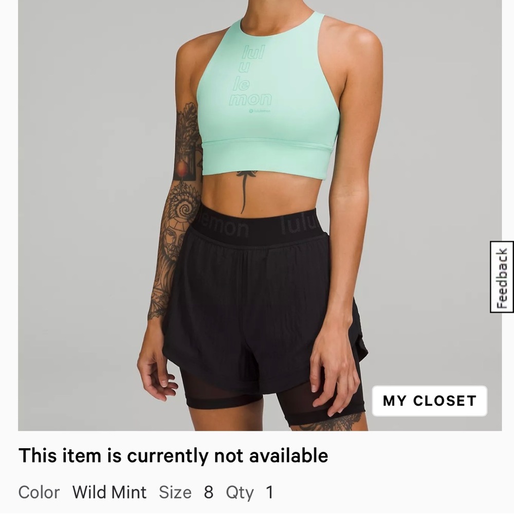 *NEW* Lululemon Energy High-Neck Long Line Bra: Size 8